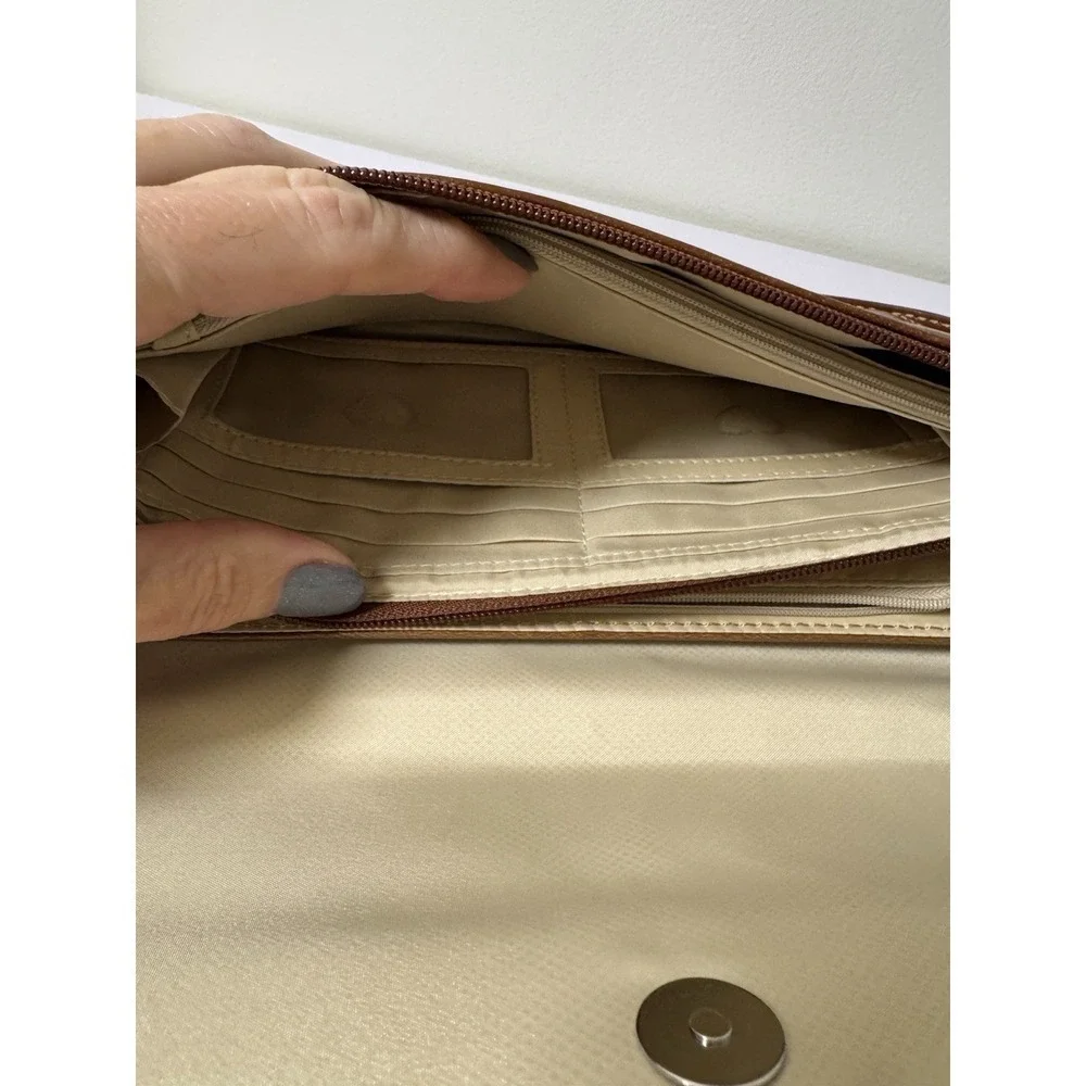 90's GIANI BERNINI‎ Genuine Leather Brown Shoulder Purse/Organizer